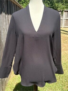 H&M Black V-Neck Long Sleeve Blouse